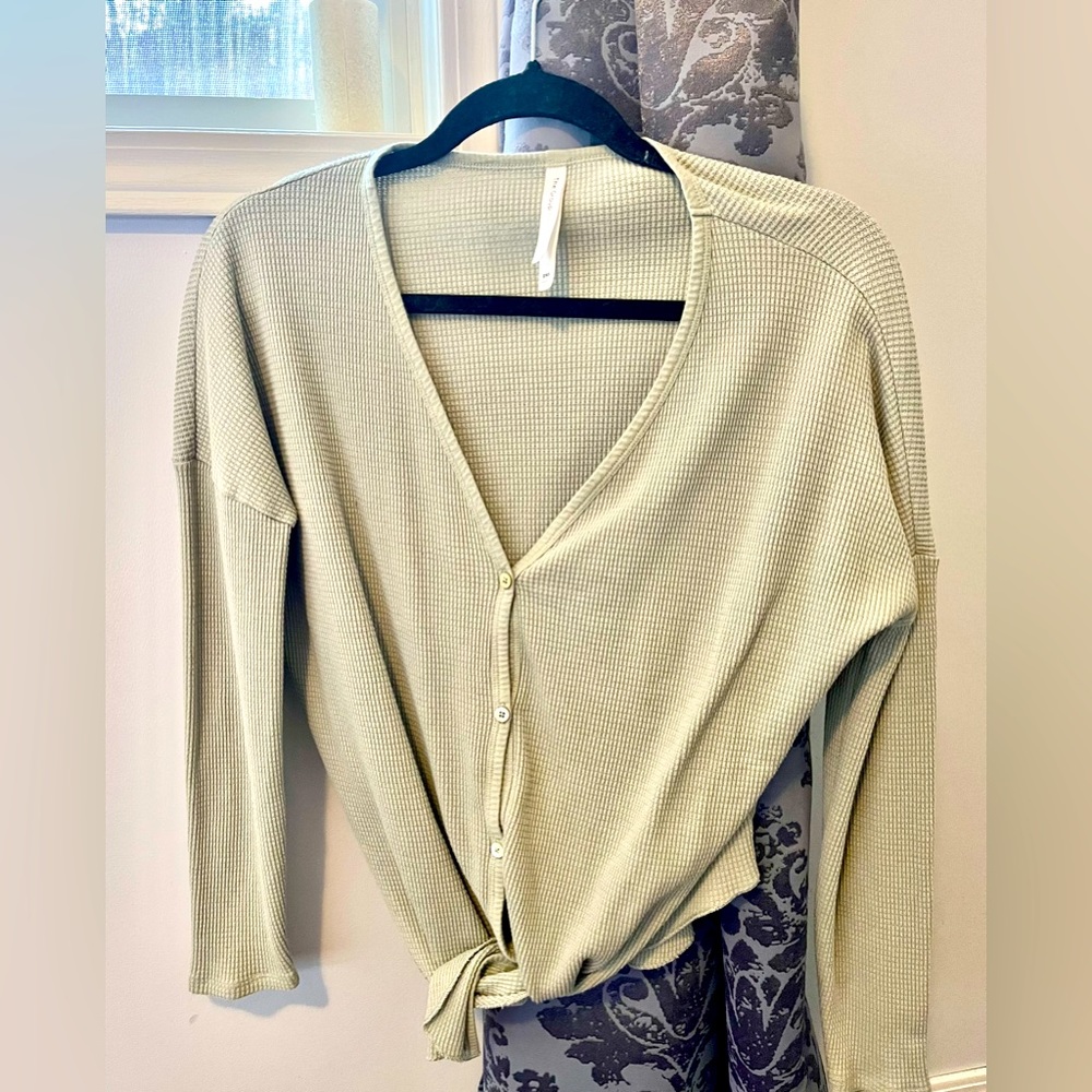SOLD Aritzia Tie Front Waffle Shirt